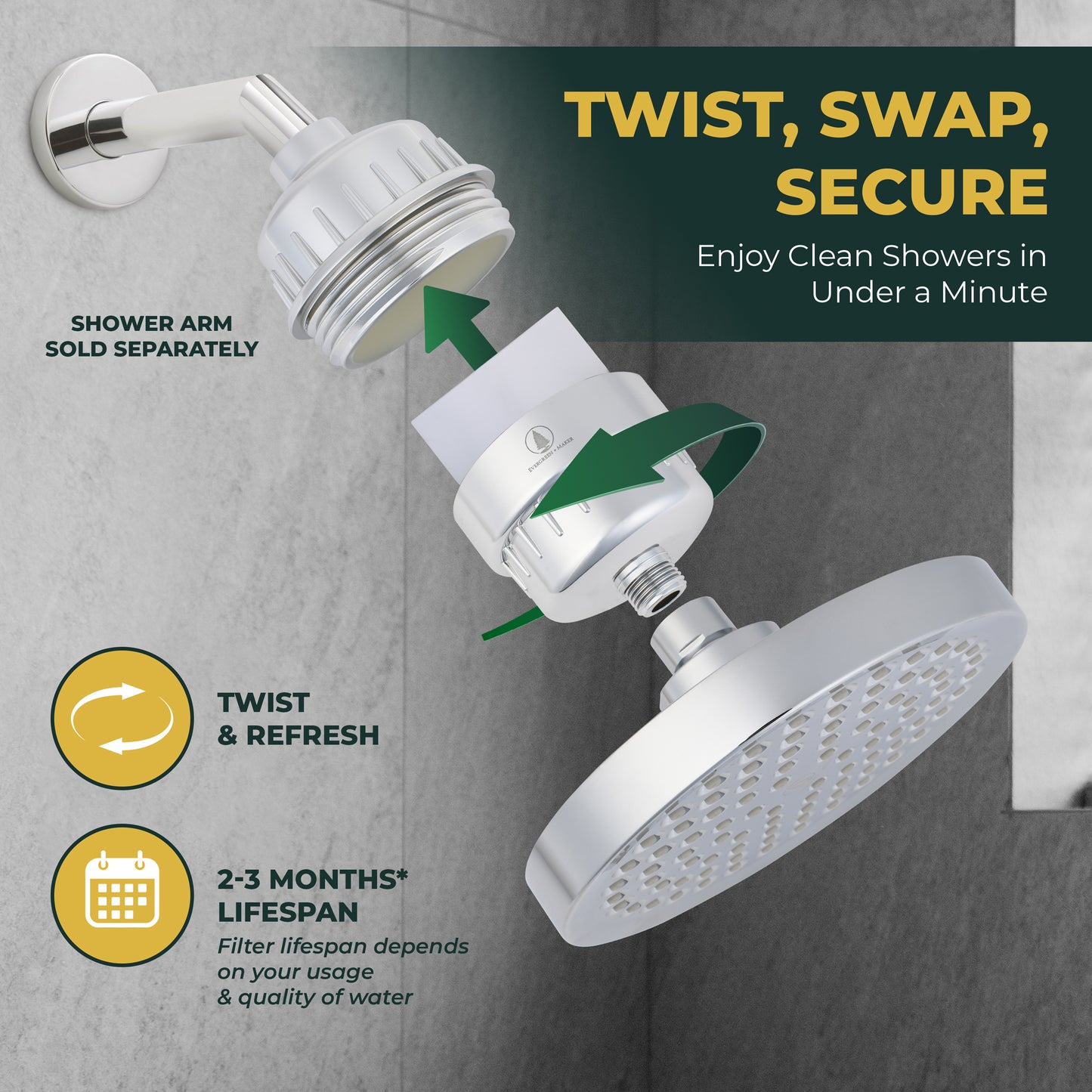 EverGreen + Maker | Shower Head + Filter